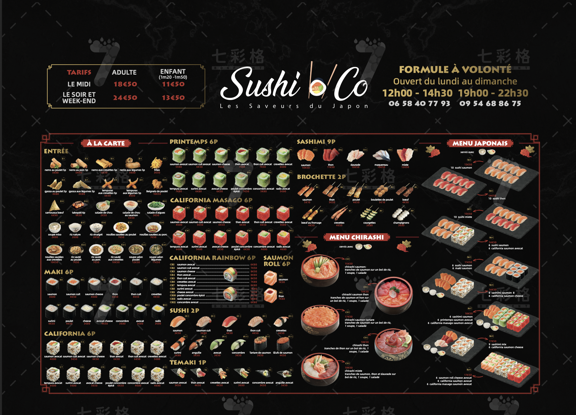 Menu Sushi'n Co - Carte complète